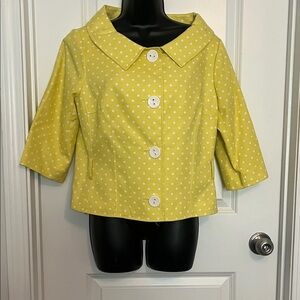 Teri Jon Yellow Polka Dot Button Down Shirt
